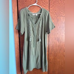 Lucky Brand Olive Green Textured Dress